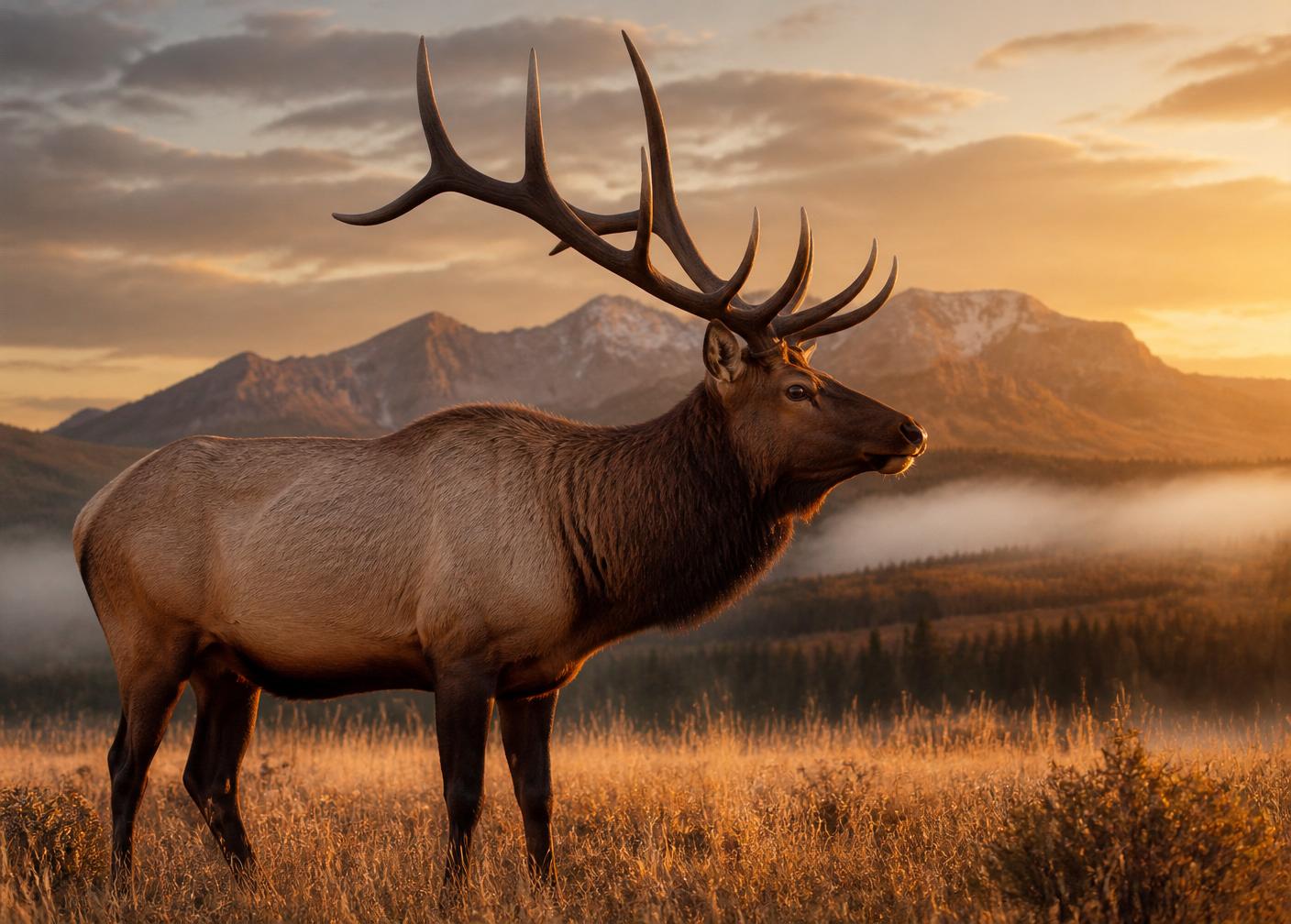 Bull elk at sunrise